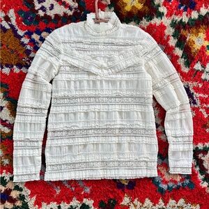 Textured White Long Sleeve Top